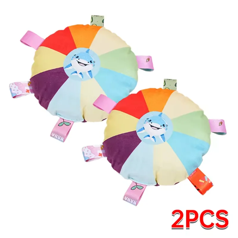 2PCS colorful pet chew toys with shark design and soft fabric tags for dogs and puppies