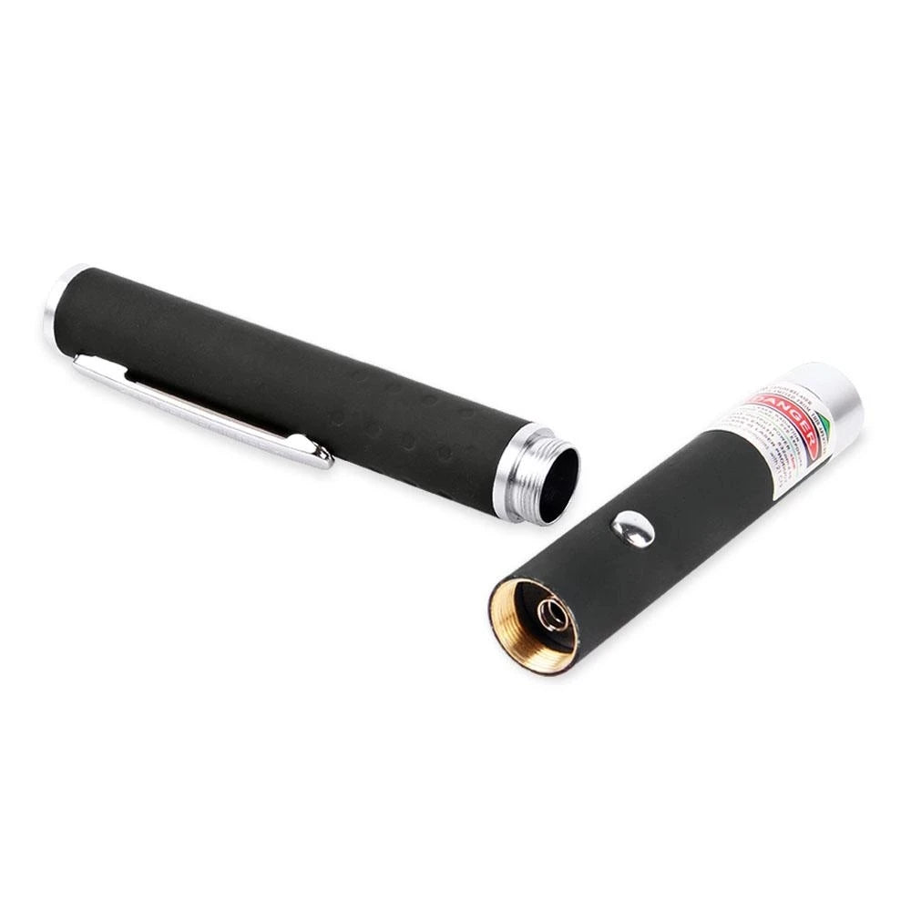 Black laser pointer pen for cats, pet toy with red dot beam, safe interactive play tool