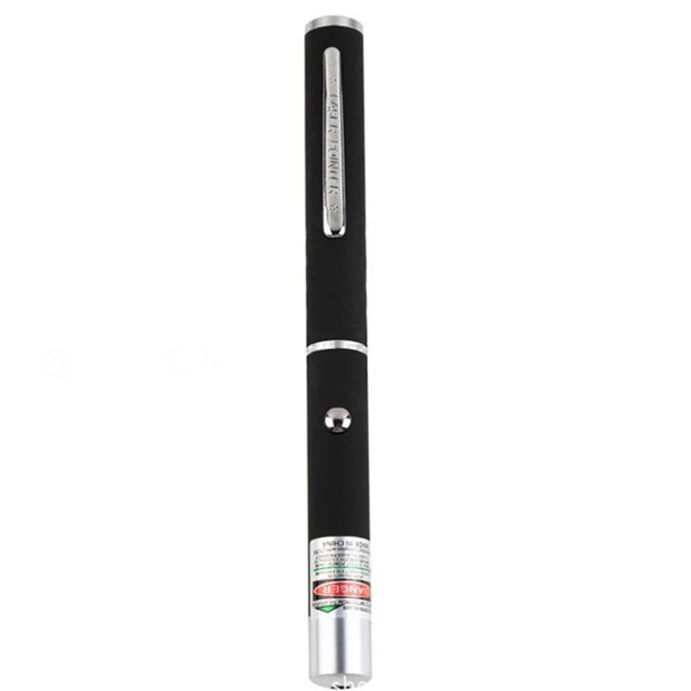 Black pet laser pointer toy with silver accents for interactive cat play