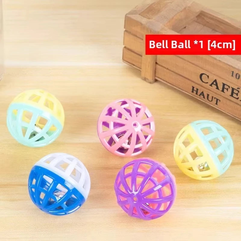 Colorful 4cm bell balls for cats and small dogs, interactive pet toys with rattling sound