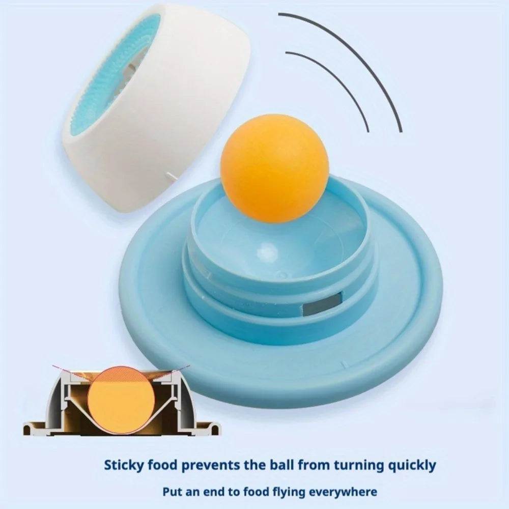 Interactive dog puzzle feeder with slow-roll ball to prevent messy eating and food flying