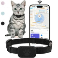 GPS pet tracker collar for cats with smartphone app location monitoring and paw print design