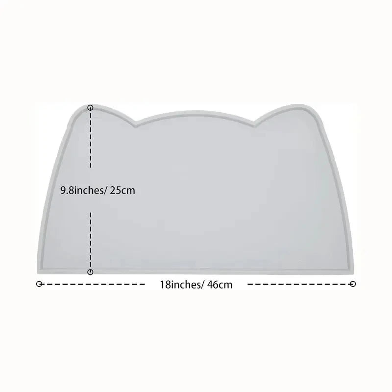 Cat-shaped pet mat, 18x9.8 inches, silicone pet feeder mat for cats, non-slip design